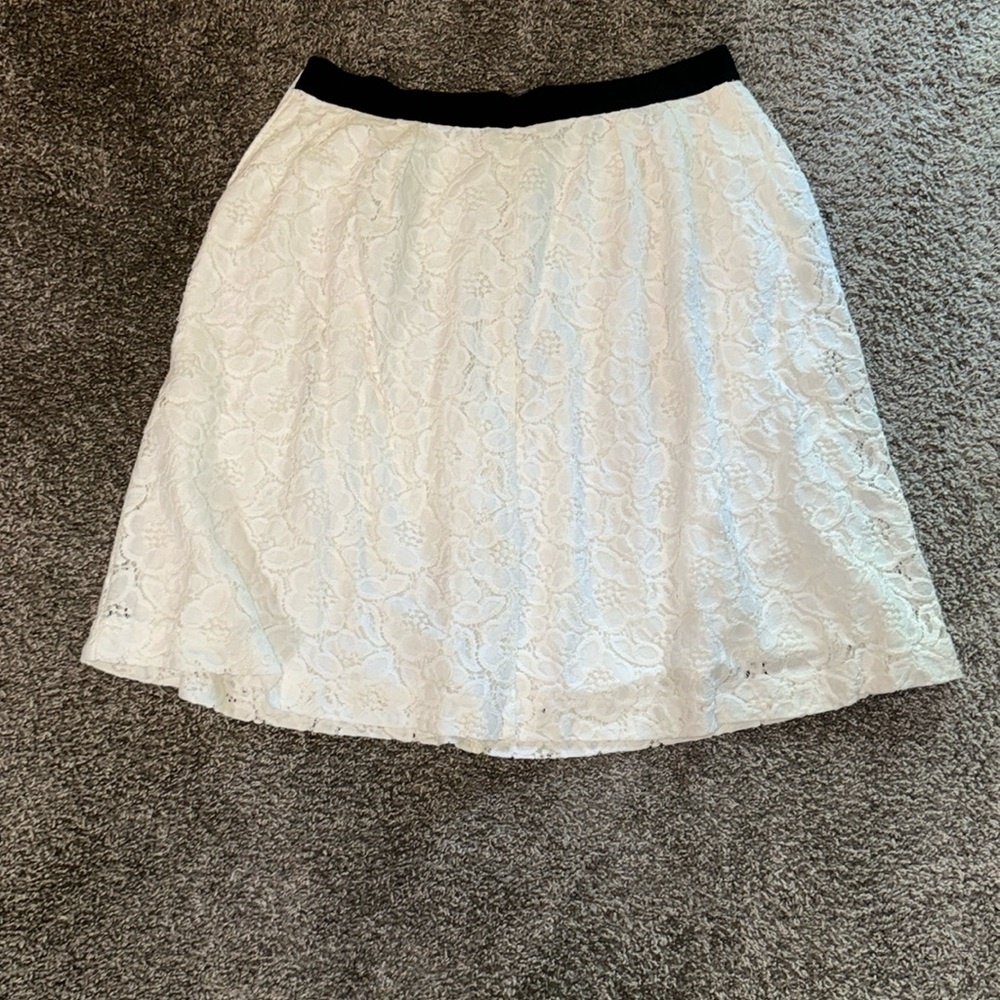 LOFT Antique White Lace A-Line Skirt - 14